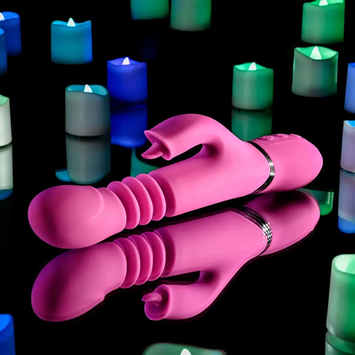 Evolved PINK DRAGON USB Rechargeable Thrusting Rabbit Vibrator 24.2cm Evolved