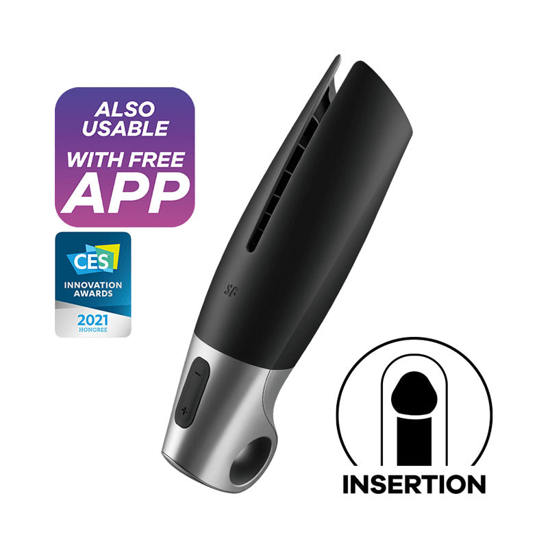 Satisfyer Power USB Rechargeable Vibrating Masturbator With App Control Black Satisfyer Main image