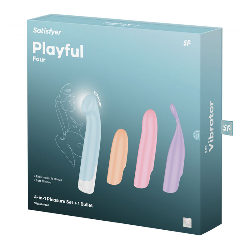 Satisfyer Playful Four USB Rechargeable Vibrator With 4 Interchangeable Pleasure Set