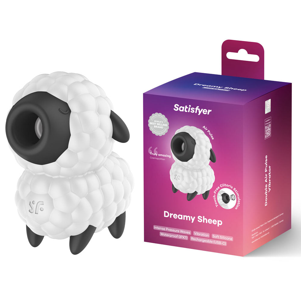 Satisfyer Dreamy Sheep USB Rechargeable Vibrating Air Pulse Stimulator White / Black Satisfyer