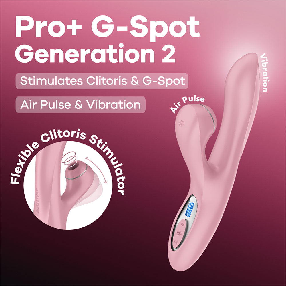 Satisfyer Pro Plus G Spot USB C Rechargeable Rabbit Vibrator With Touch Free Clitoral Stimulator Rose Pink