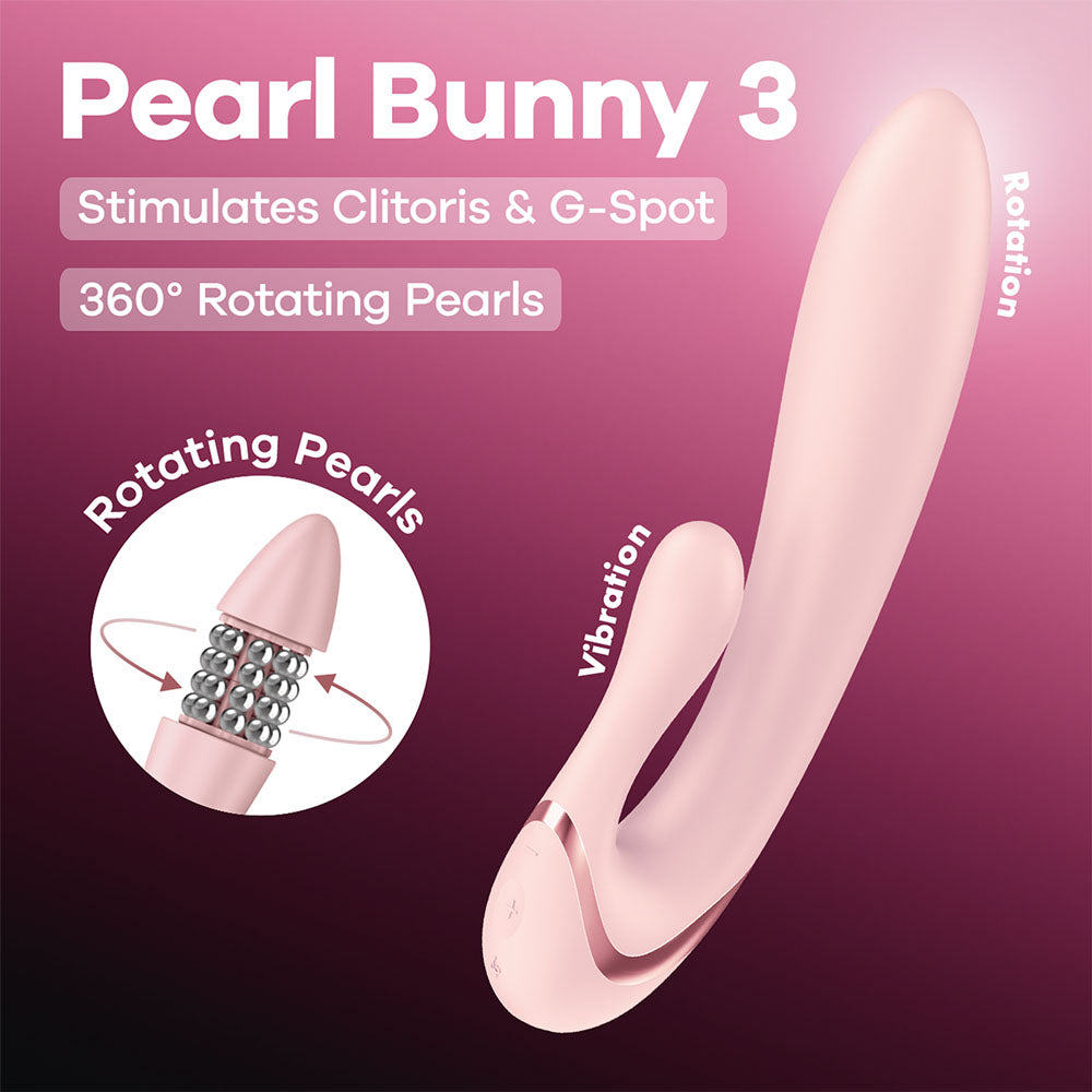 Satisfyer Pearl Bunny 3 USB C Rechargeable Rabbit Vibrator Pink