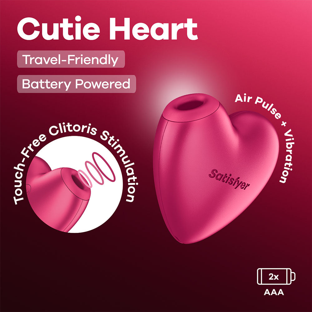 Satisfyer Cutie Heart Battery Operated Air Pulsation Stimulator With Vibration Pink Satisfyer