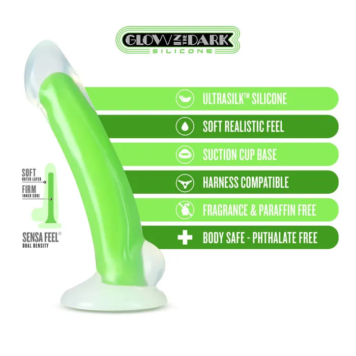 Blush Novelties Neo Elite Glow Omnia Glow In Dark Dual Density Dong 17.8cm Green Secondary image