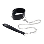 EDGE Collar & Leash Neck Restraint With Heavy Duty Metal Leash Black Sportsheets