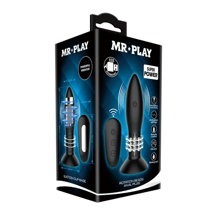 MR PLAY Rotation Beads USB Rechargeable Beaded Butt Plug With Wireless Remote Mr Play