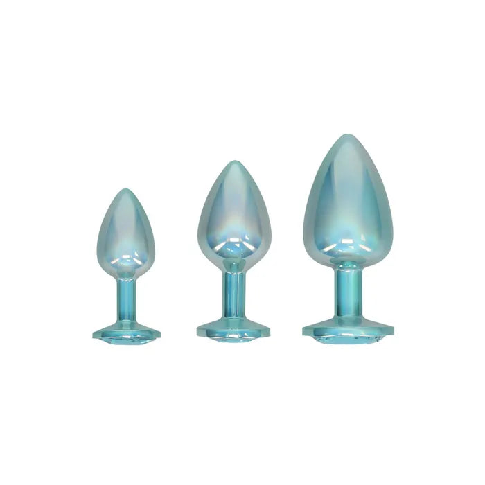 Shots Toys OUCH! Paris Collection Metal Anal Plug Set With Gem Bases Set Of 3 Sizes Secondary image