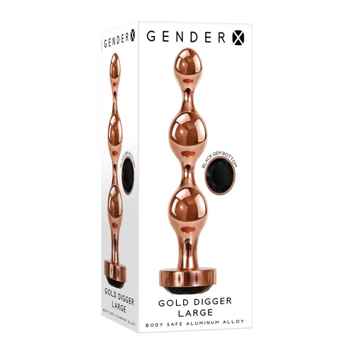 Gender X GOLD DIGGER Butt Plug With Black Gem Base Large Gender X