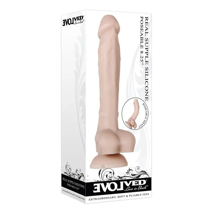 Evolved Real Supple Poseable Silicone Dong 8.25 Inch Flesh Evolved