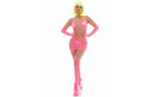 Pink Lipstick Mesh Womens Bling Ring Set With Pasties Pink