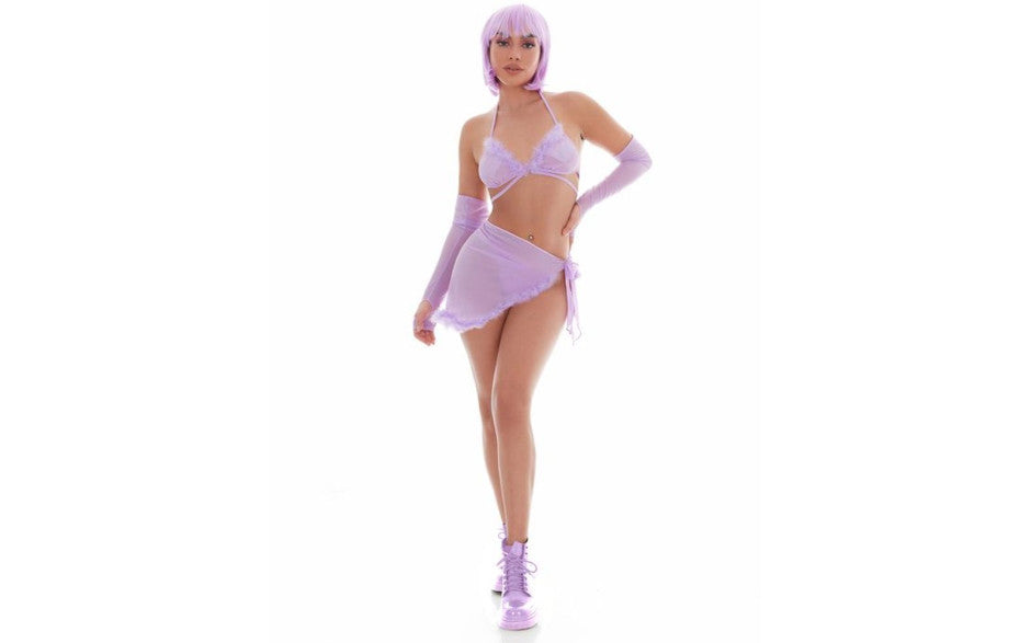 Pink Lipstick Feeling Fuzzy Womens Festival Set Including Pasties Lilac Main image