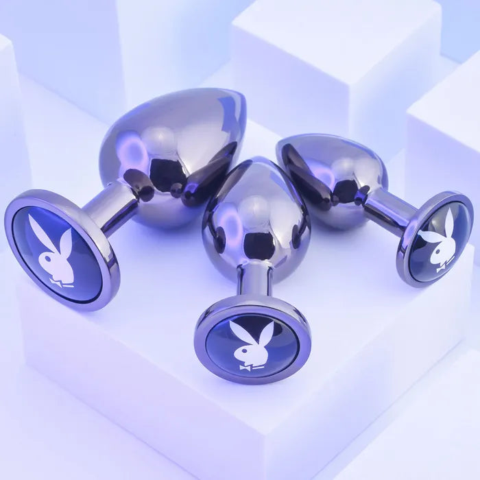 Playboy Pleasure PLEASURE 3 WAYS Metal Butt Plugs Set Of 3 Sizes Playboy Pleasure
