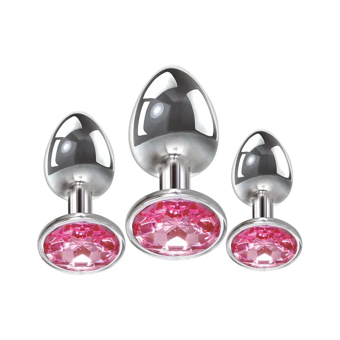 Adam & Eve Pink Gem Anal Plug Set Butt Plugs With Gems Set Of 3 Sizes Secondary image