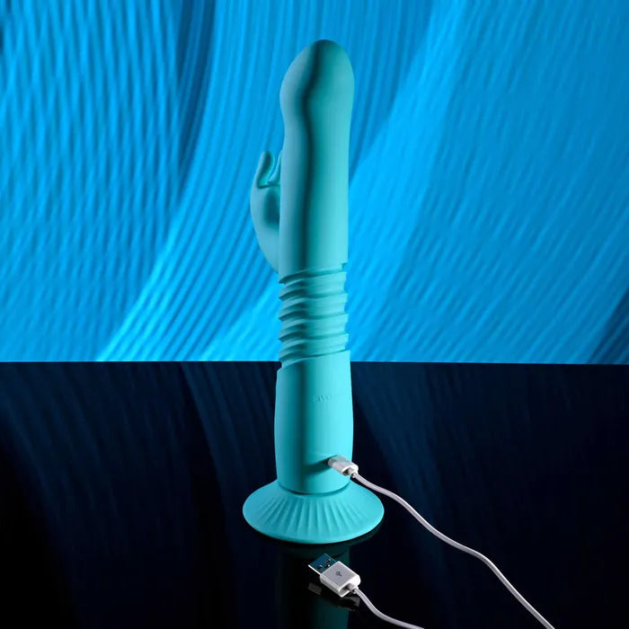 Evolved BUNNY HOP USB Rechargeable Thrusting Rabbit Vibrator With Suction Base 25.1cm Evolved