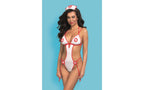 Showtime After Dark Nurse 2 Pc Bodysuit White / Red Showtime
