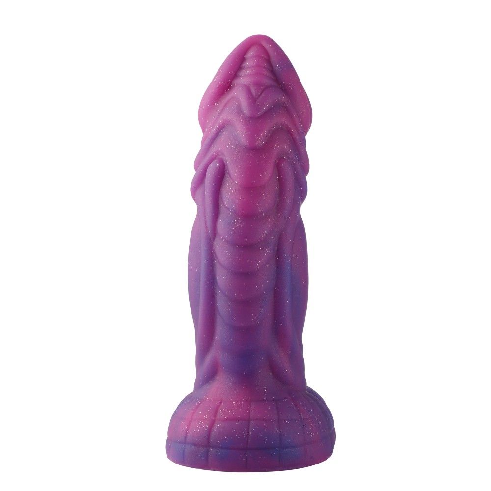 HiSmith Silicone Vibrating Pink & Purple (KlicLok) Fantasy Dildo 8 Inch HiSmith