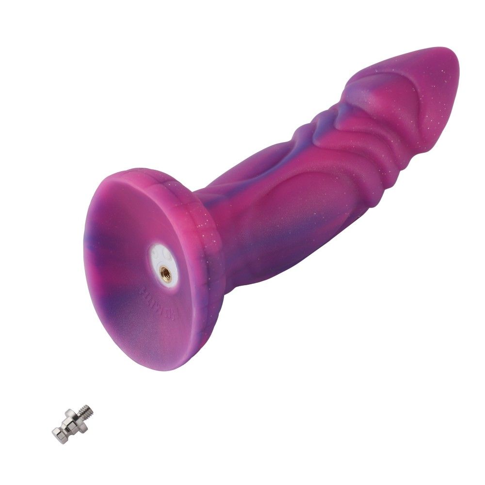 HiSmith Silicone Vibrating Pink & Purple (KlicLok) Fantasy Dildo 8 Inch HiSmith