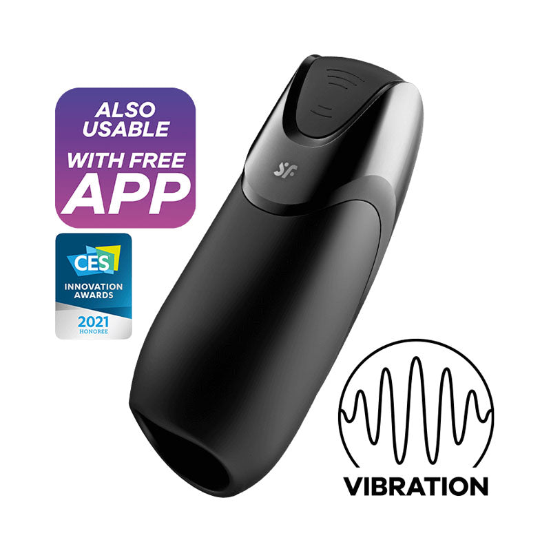 Satisfyer Men Vibration+ USB Rechargeable Masturbator With App Control Black Satisfyer