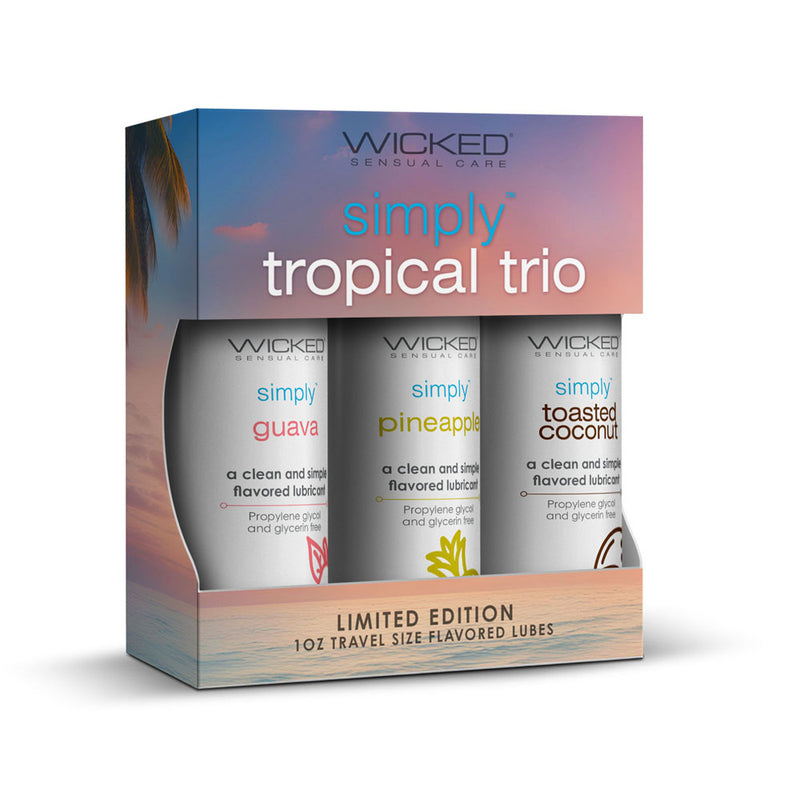 Wicked Simply Tropical Trio Flavoured Water Based Lubricants Set Of 3 x 30ml Bottles