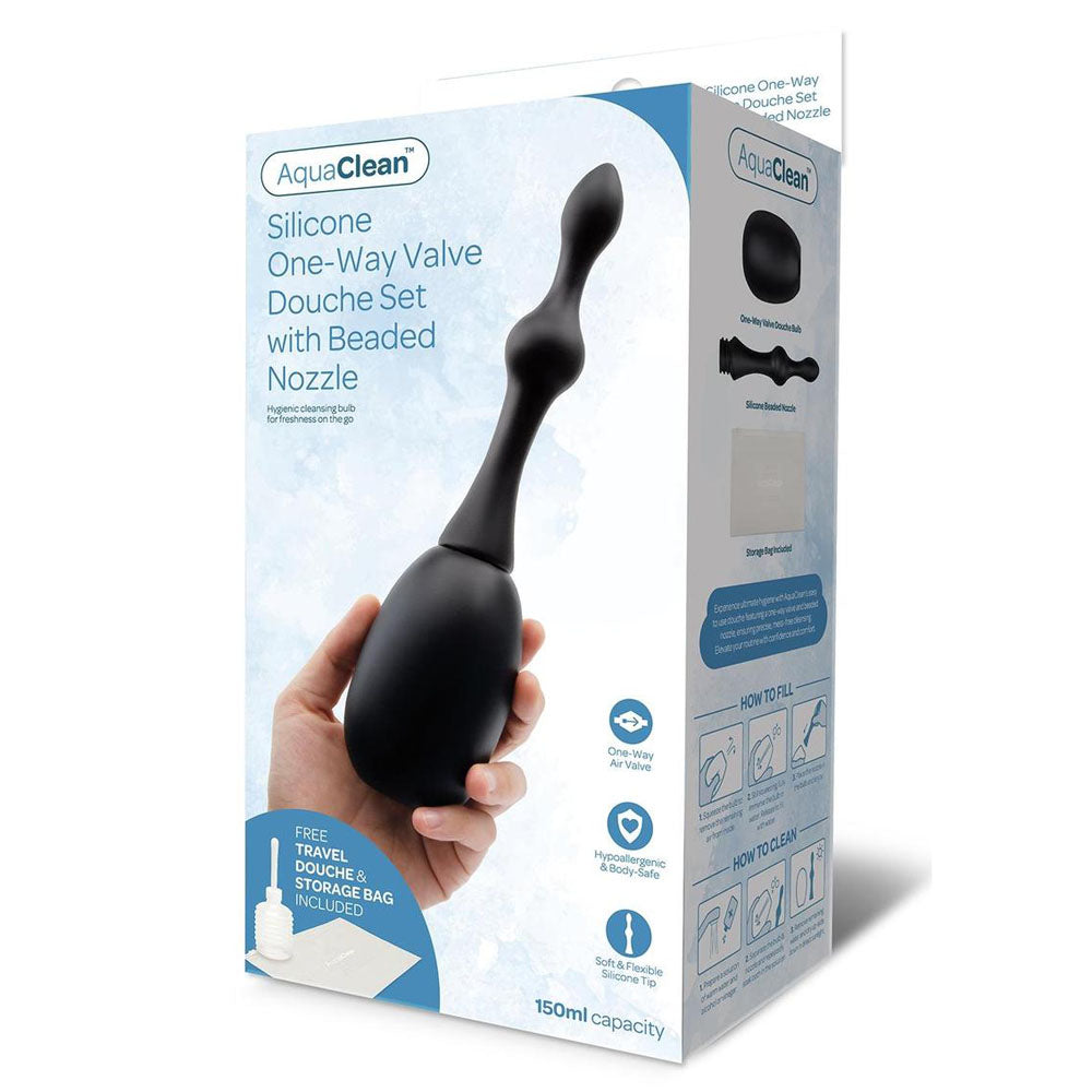 Xgen Products AquaClean Silicone 1 Way Valve Douche Set With Beaded Nozzle 150ml Capacity With Free Travel Douche Included Xgen Products