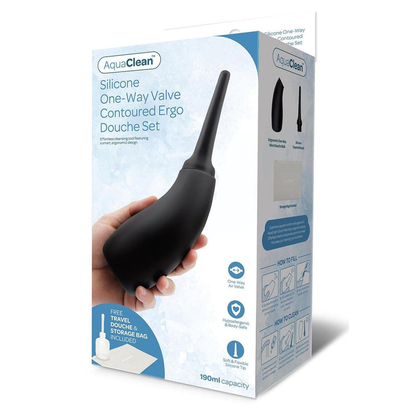 Xgen Products AquaClean Silicone 1 Way Valve Contoured Ergo Douche Set 190ml Capacity With Free Travel Douche Included