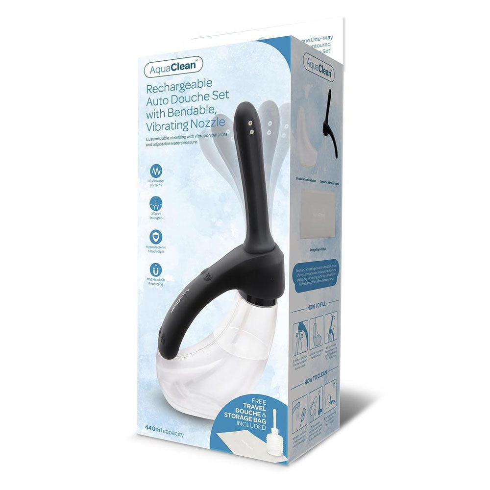 Xgen Products AquaClean Rechargeable Auto Douche Set With Bendable Vibrating Nozzle 440ml Capacity With Free Travel Douche Included Xgen Products Main image