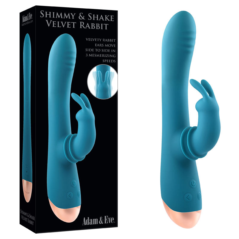 Adam & Eve SHIMMY & SHAKE VELVET RABBIT USB Rechargeable Rabbit Vibrator 22.4cm