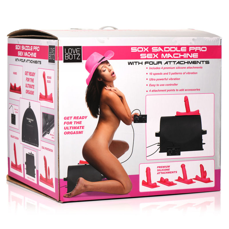 XR Brands LoveBotz 50X Saddle Pro Mains Powered Sex Machine With 4 Attachments