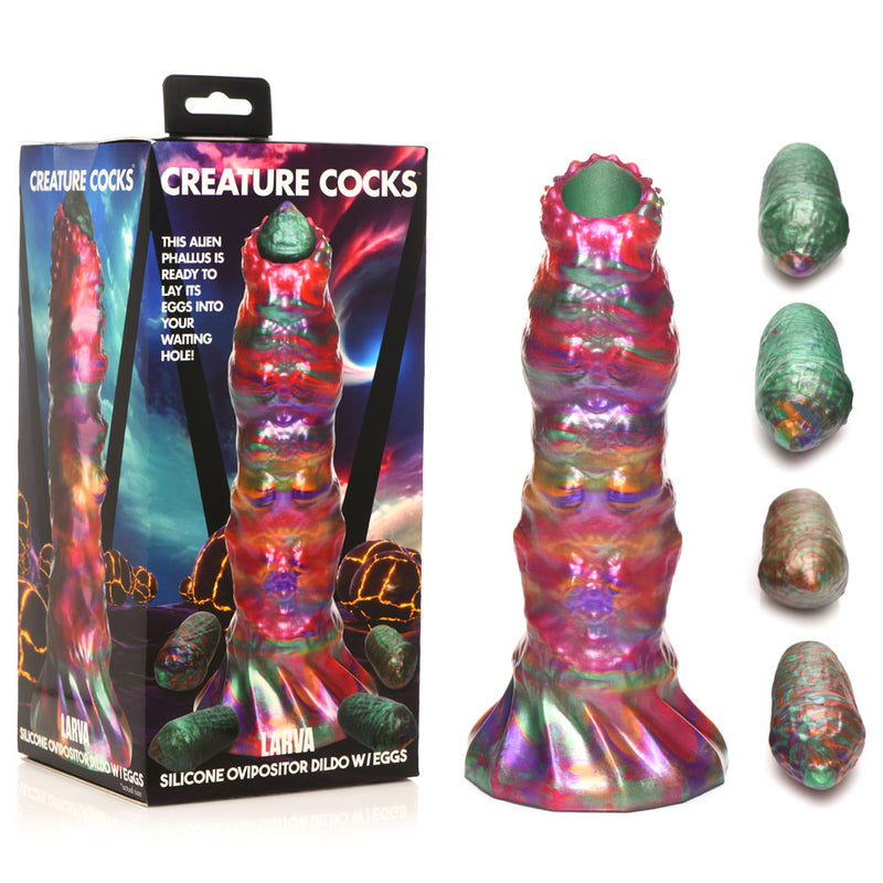 XR Brands Creature Cocks Larva Silicone Fantasy Dildo With Eggs 22.9cm