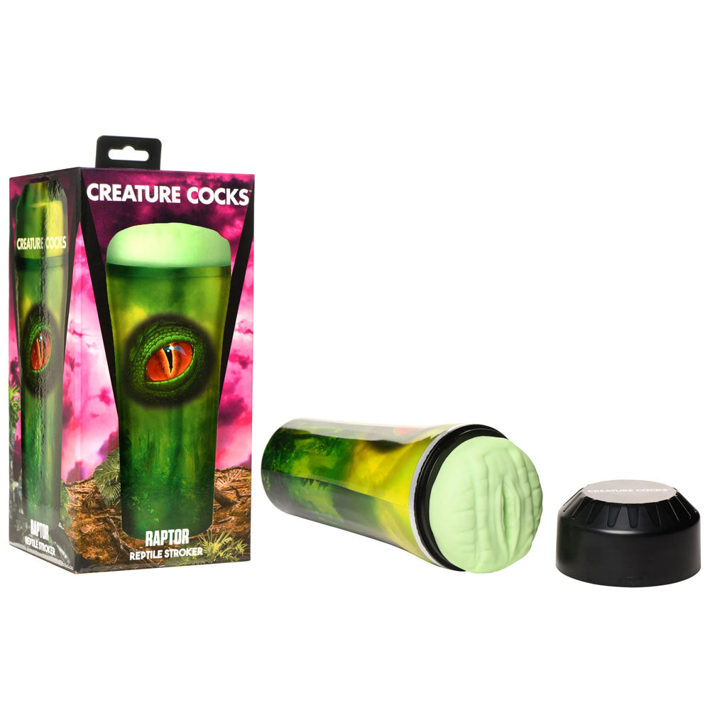 XR Brands Creature Cocks Raptor Reptile Stroker Fantasy Stroker Green XR Brands