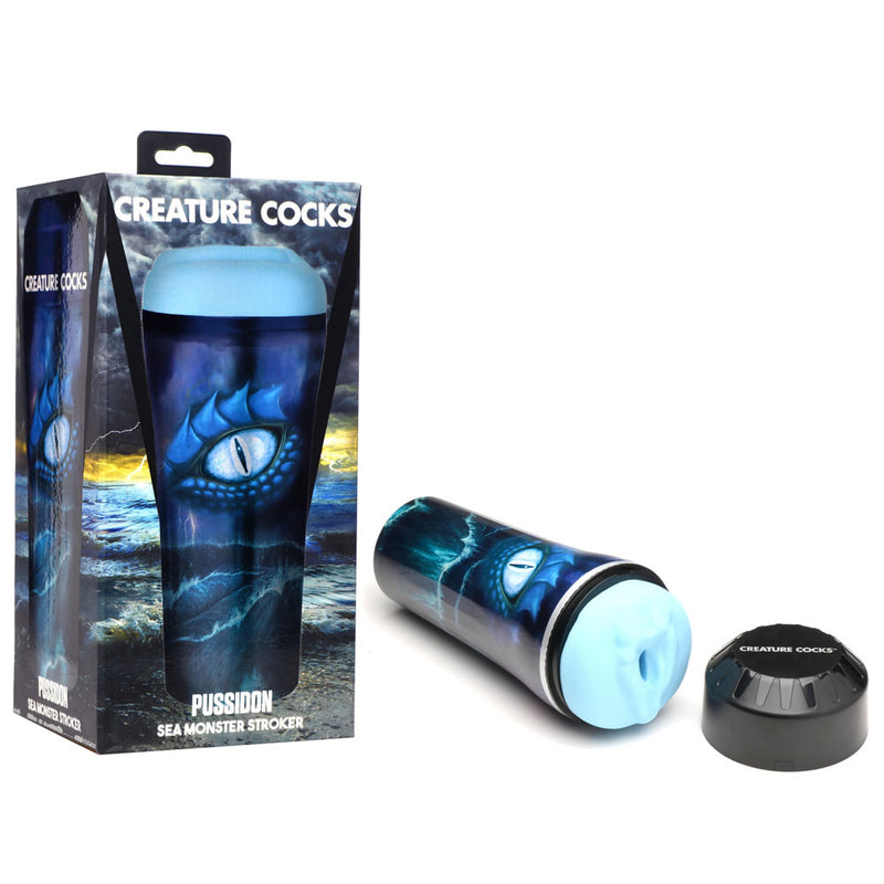 XR Brands Creature Cocks Pussidon Sea Monster Fantasy Stroker Blue