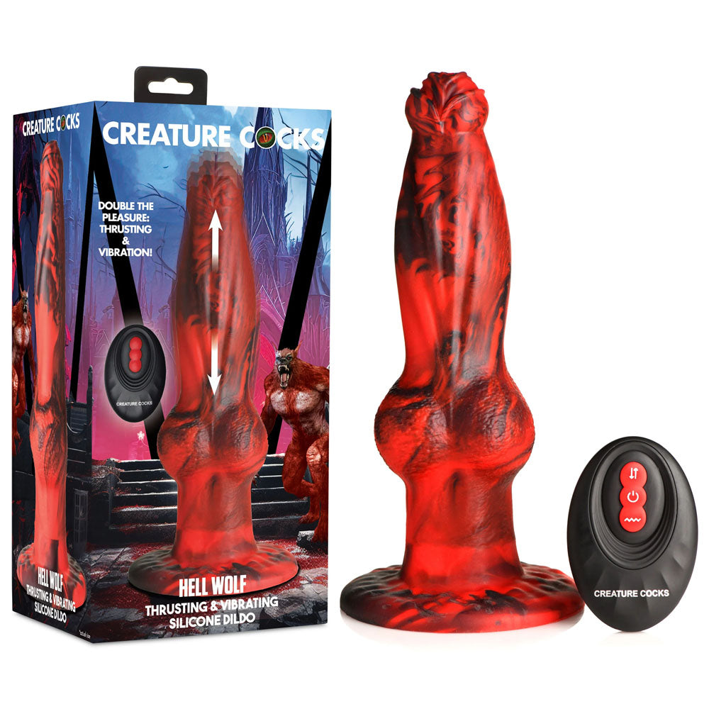XR Brands Creature Cocks Hell Wolf USB Rechargeable Thrusting Fantasy Dildo 22cm Red XR Brands
