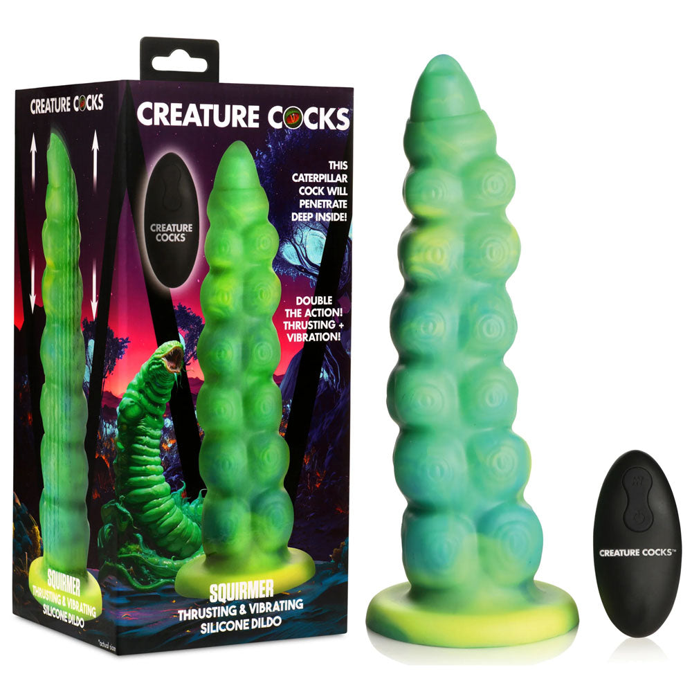 XR Brands Creature Cocks Squirmer USB Rechargeable Thrusting Fantasy Dildo 22.3cm Green XR Brands