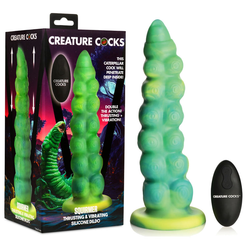 XR Brands Creature Cocks Squirmer USB Rechargeable Thrusting Fantasy Dildo 22.3cm Green