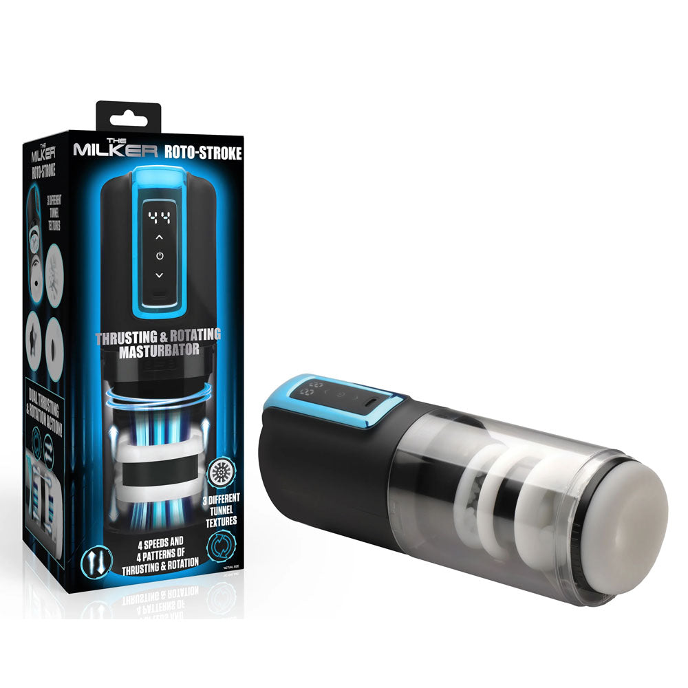 XR Brands LoveBotz The Milker Roto-Stroke USB Rechargeable Thrusting & Rotating Male Masturbator XR Brands Main image