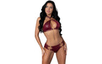 Exposed Juno Burgundy Jewel Lingerie Tow Piece Set Exposed Lingerie