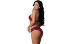 Exposed Juno Burgundy Jewel Lingerie Tow Piece Set Exposed Lingerie