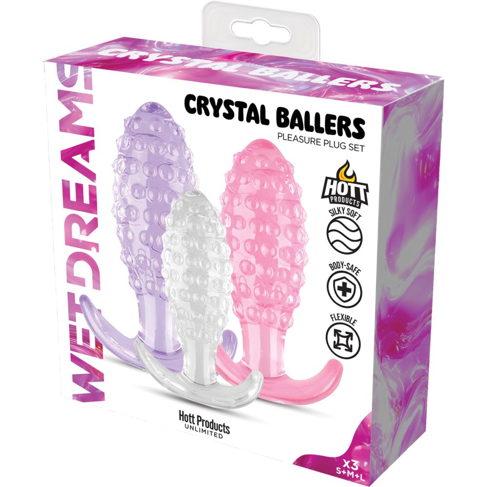 Hott Products Crystal Ballers Silicone Anal Plug Set 3 Piece Secondary image