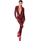Noir Kink Royal V Neck Catsuit Full Body Fetish Catsuit Red Noir