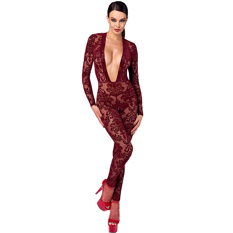 Noir Kink Royal V Neck Catsuit Full Body Fetish Catsuit Red Noir