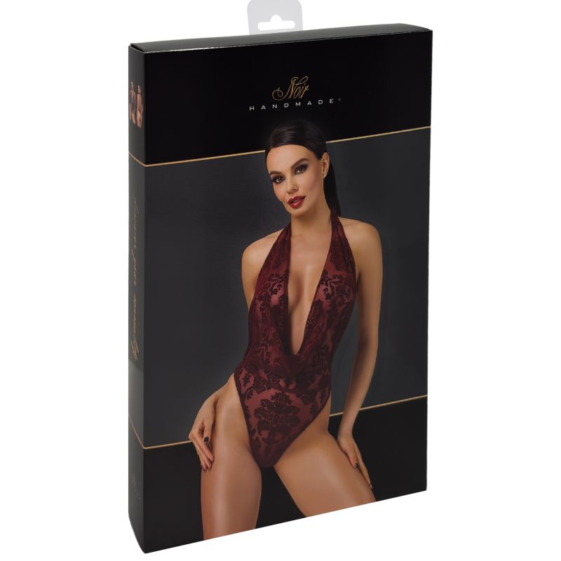Noir Kink Royal Draped Plunge Bodysuit Red Noir