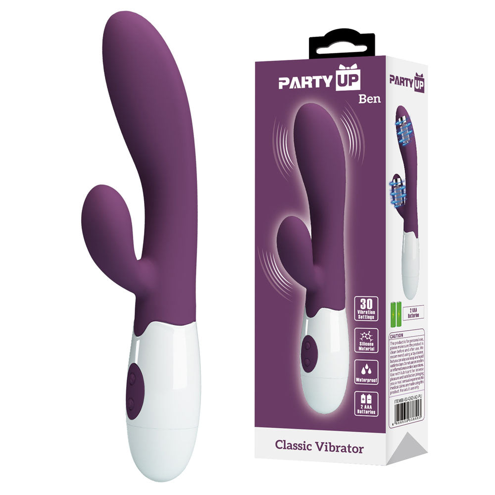 Party Up BEN Classic Vibe Purple Rabbit Vibrator 20cm Party Up Main image