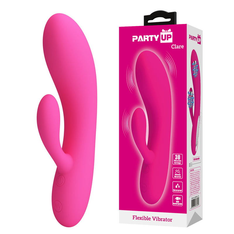 Party Up CLARE Flexible Vibe USB Rechargeable Rabbit Vibrator 16.9cm