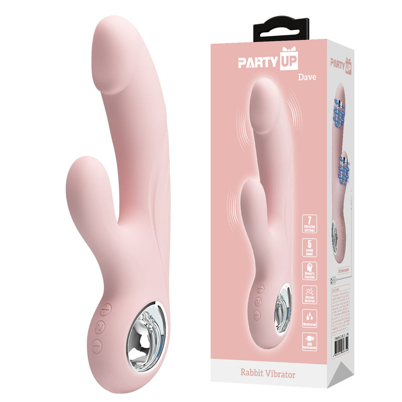 Party Up DAVE Rabbit Vibe USB Rechargeable Rabbit Vibrator 19cm