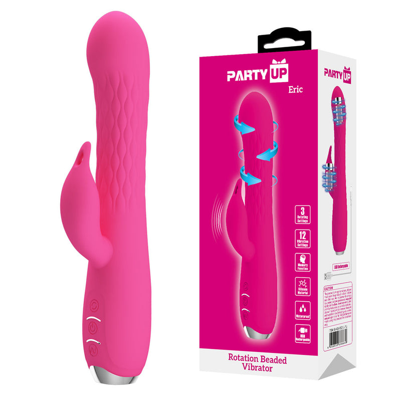 Party Up ERIC Rotating Beads Vibrator USB Rechargeable Rabbit Vibrator with Rotating Bead Shaft 20.5cm