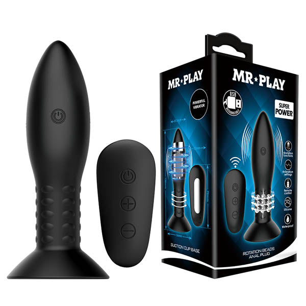 MR PLAY Rotation Beads USB Rechargeable Beaded Butt Plug With Wireless Remote
