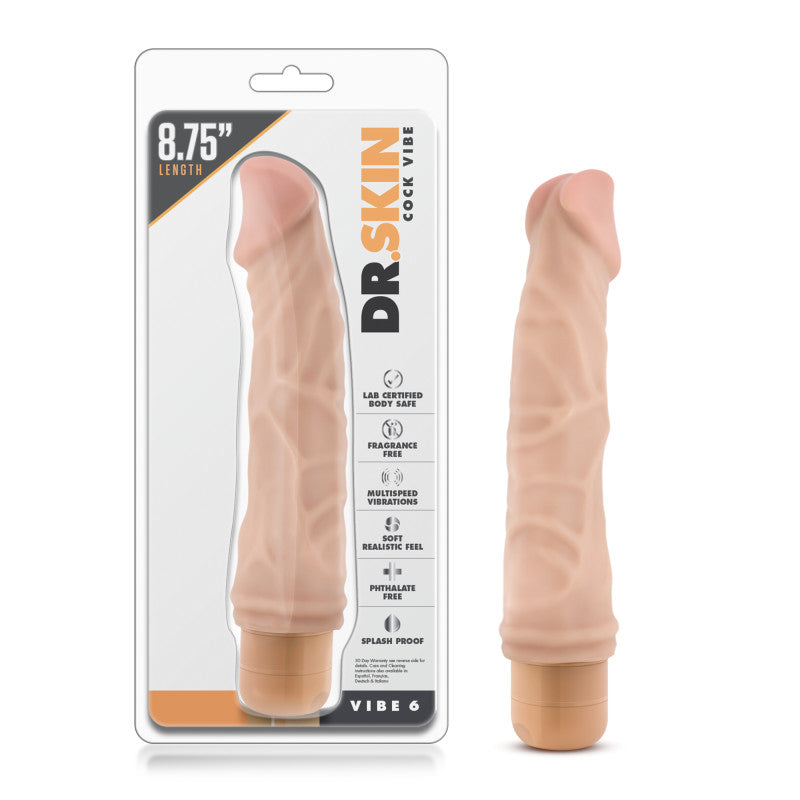Blush Novelties Dr Skin Cock Vibe 6 Vibrating Dong 8.5 Inch Blush Novelties