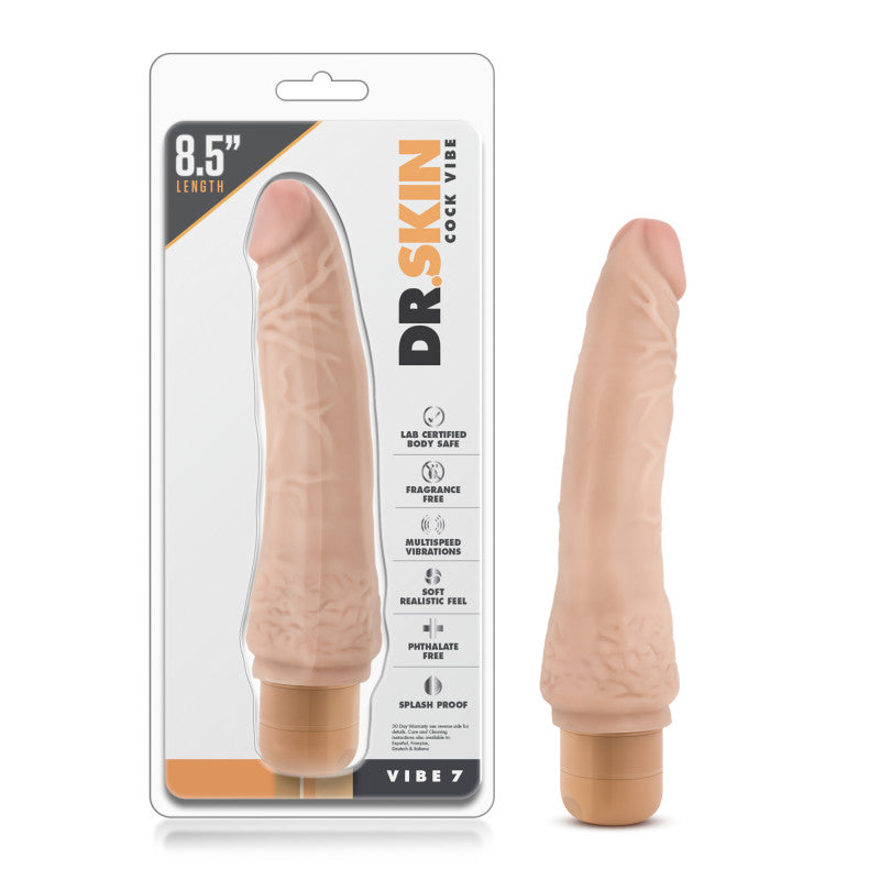 Blush Novelties Dr Skin Cock Vibe 7 Vibrating Dong 8.5 Inch Blush Novelties