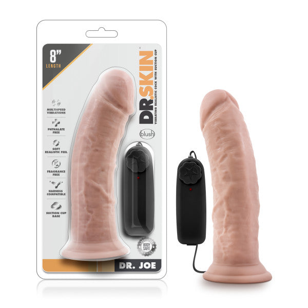 Blush Novelties Dr Skin Dr Joe Vibrating Dong 8 Inch Flesh Blush Novelties