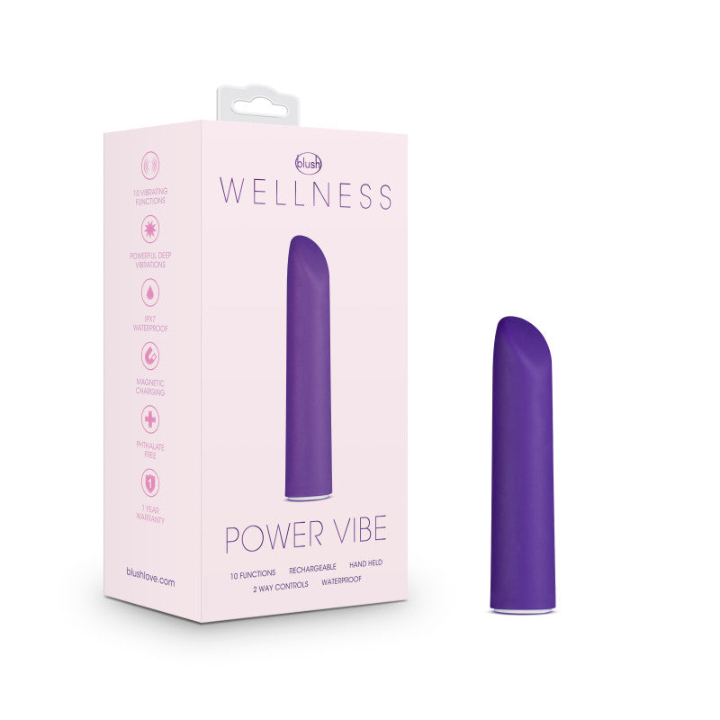 Blush Novelties Wellness Power Vibe USB Rechargeable Bullet Vibrator Purple